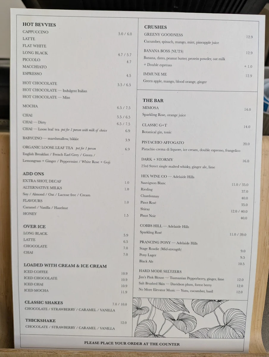 Menu, Emma & Ivy
