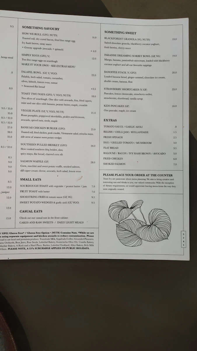 Menu, Emma & Ivy