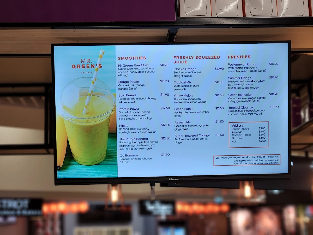 Menu, Mr Green's