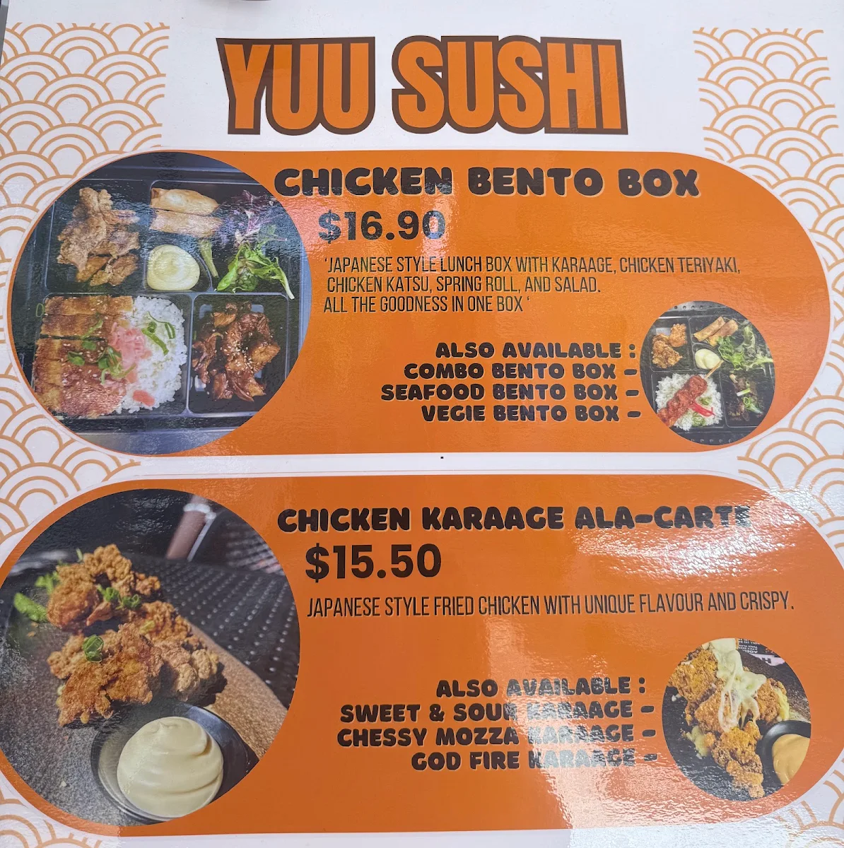 Menu, Yuu Sushi