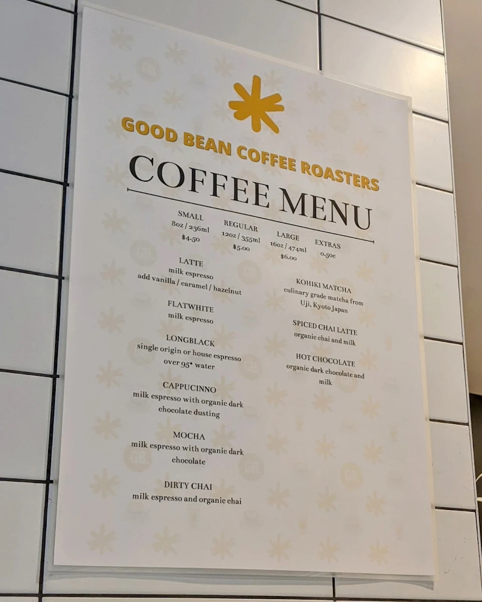 Menu, Good Bean Moonee Ponds