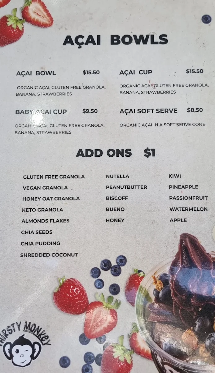 Menu, Thirsty Monkey