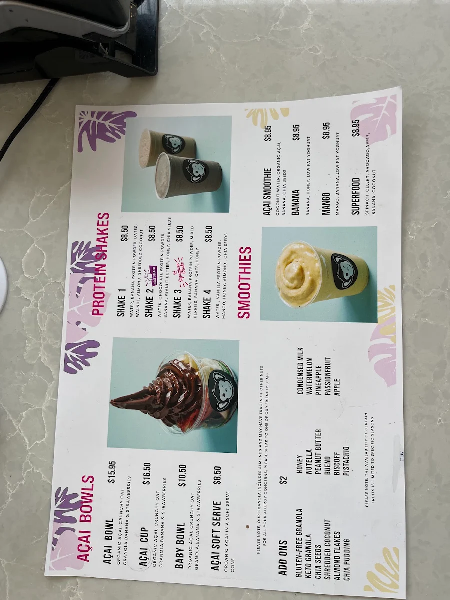 Menu, Thirsty Monkey