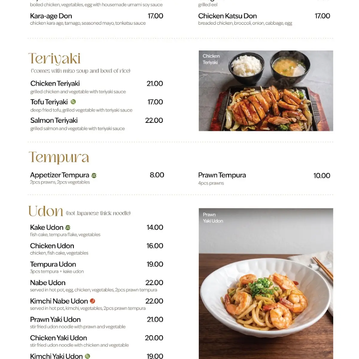 Menu, Keifuku Japanese Restaurant