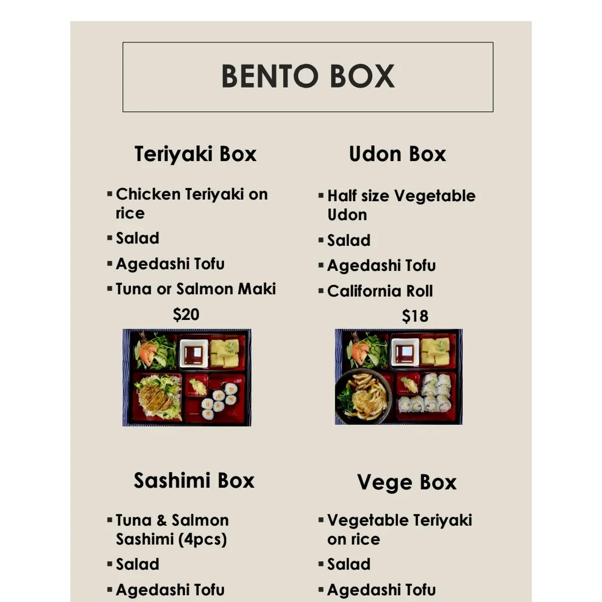 Menu, Keifuku Japanese Restaurant
