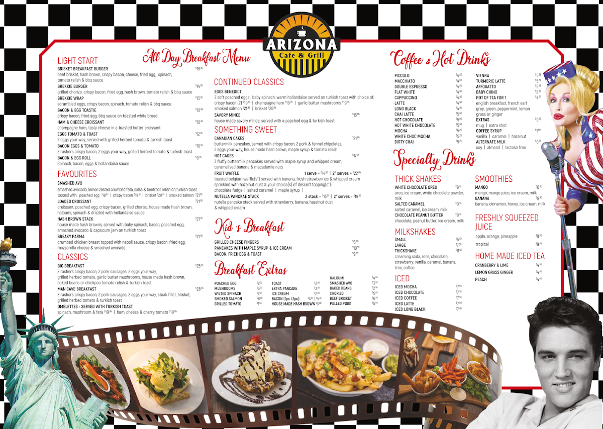 Menu, Arizona Cafe & Grill