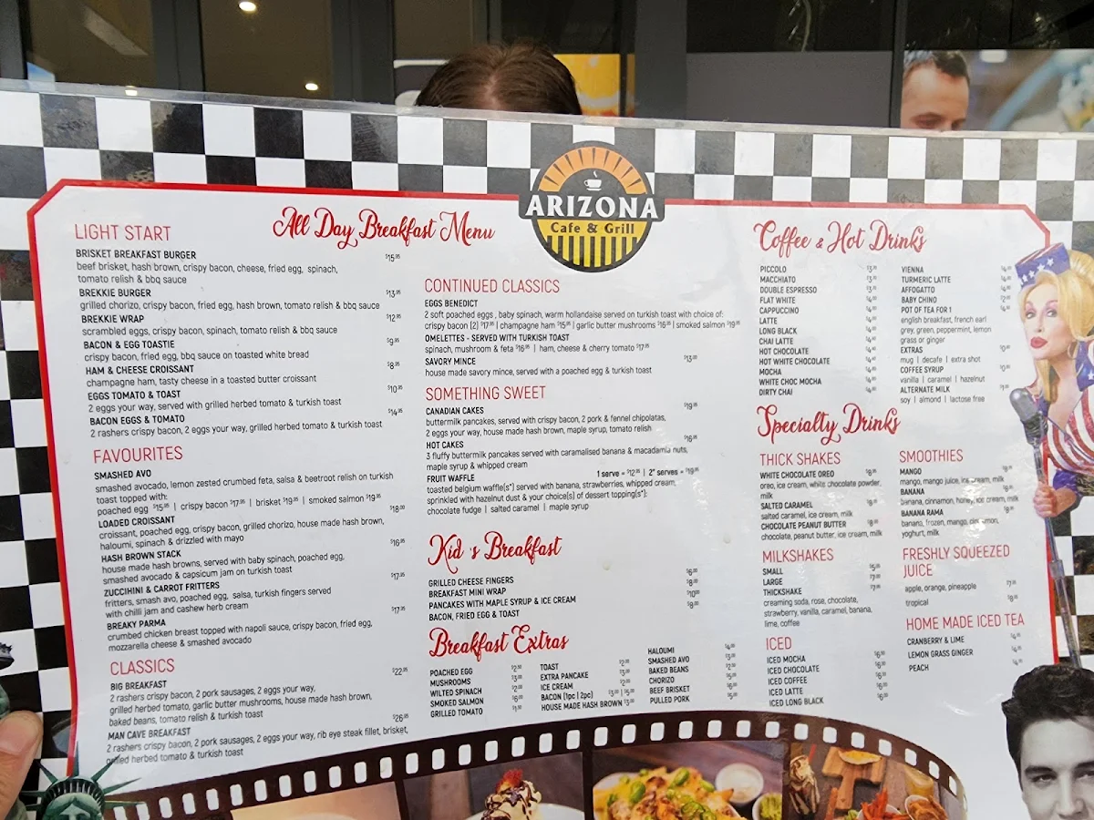 Menu, Arizona Cafe & Grill