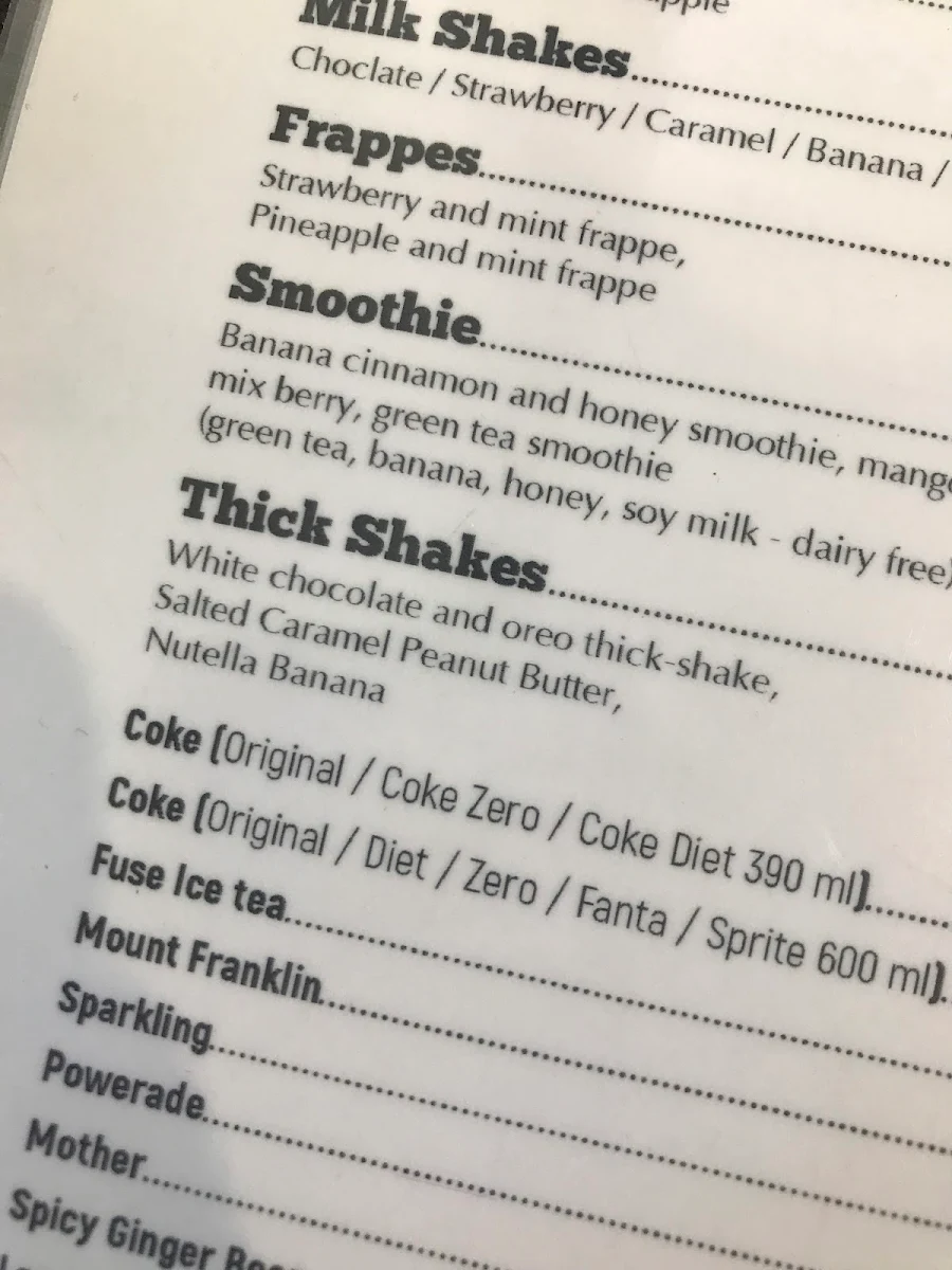 Menu, Arizona Cafe & Grill