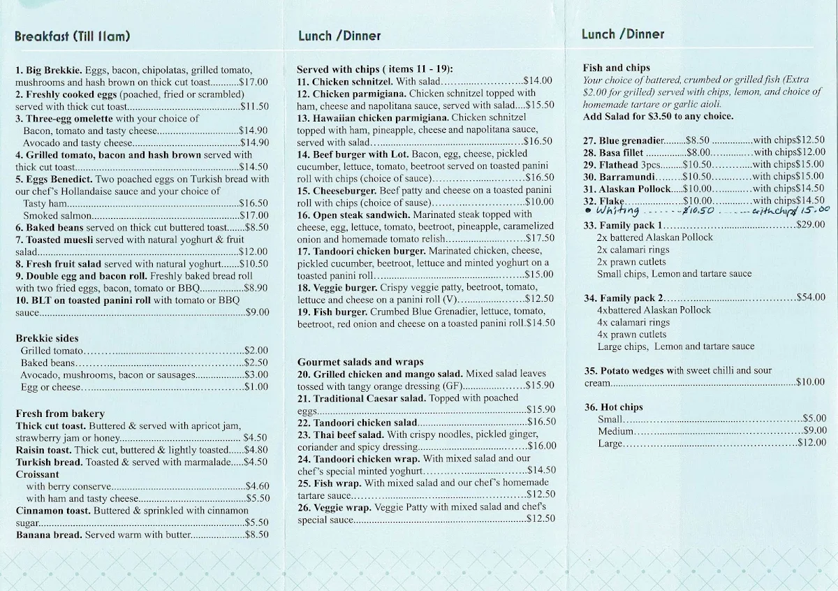 Menu, Roy's Fish and Chips Take Away Café & Sri Lankan Cuisine