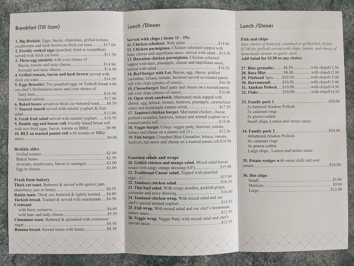 Menu, Roy's Fish and Chips Take Away Café & Sri Lankan Cuisine
