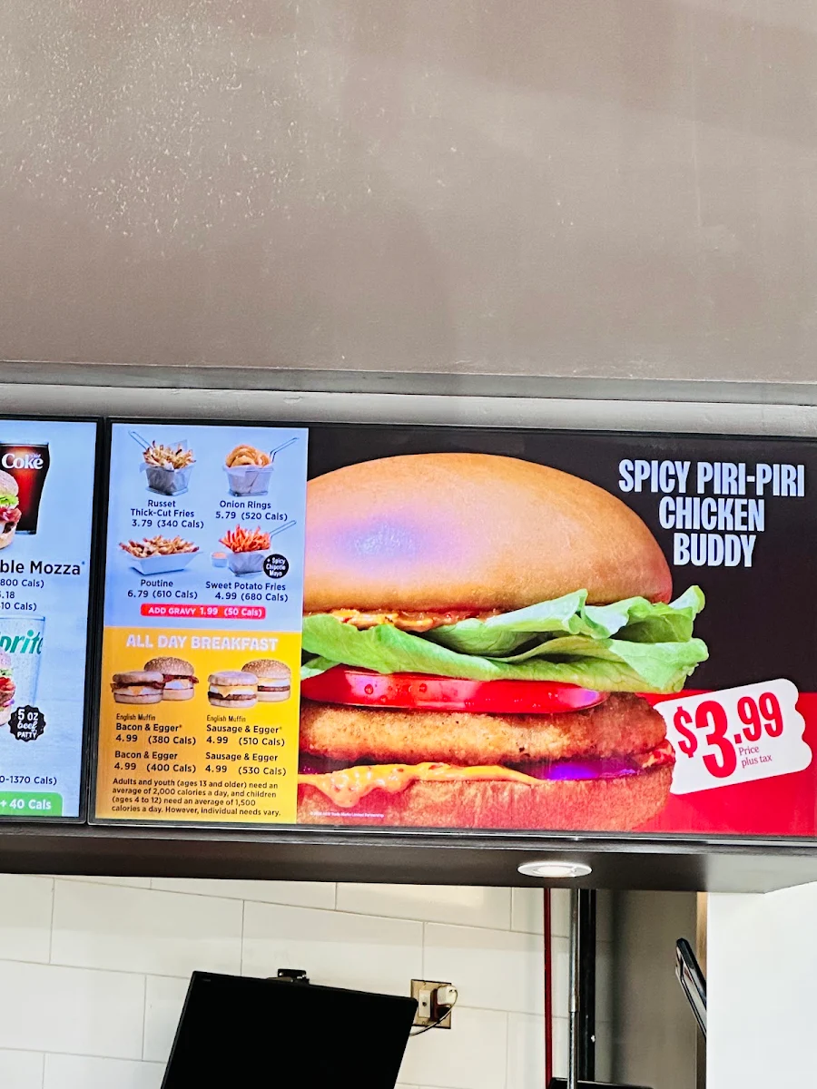 Menu, A&W Canada