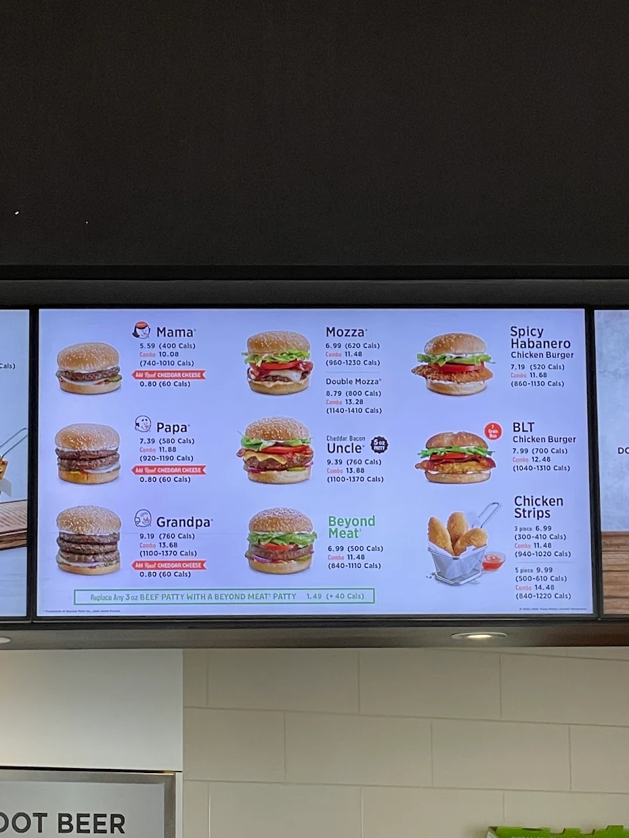 Menu, A&W Canada