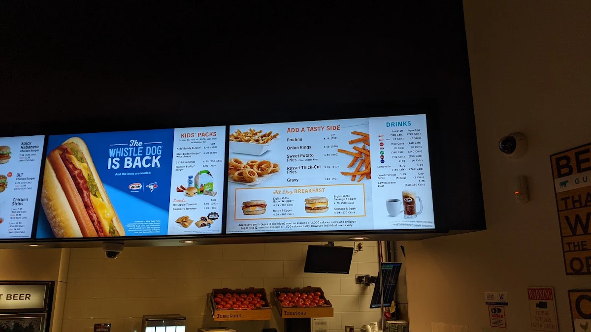 Menu, A&W Canada
