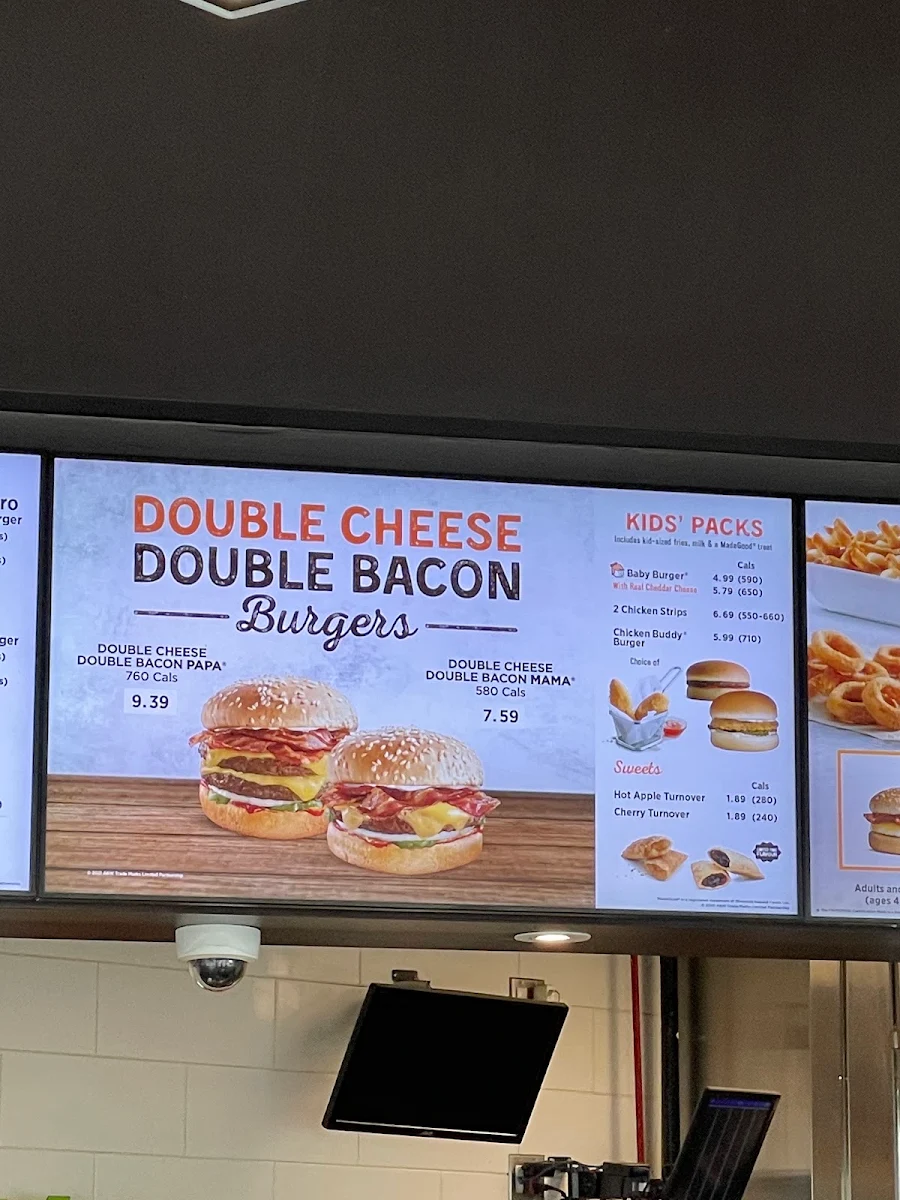 Menu, A&W Canada