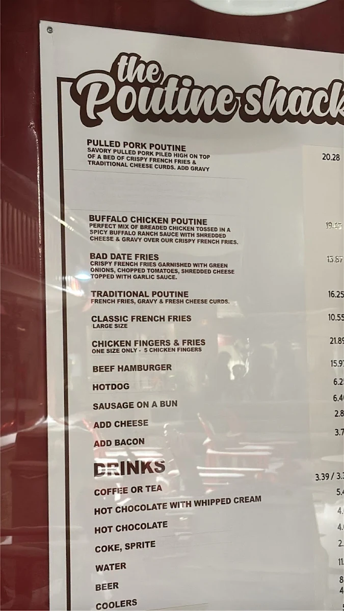 Menu, Poutine Shack