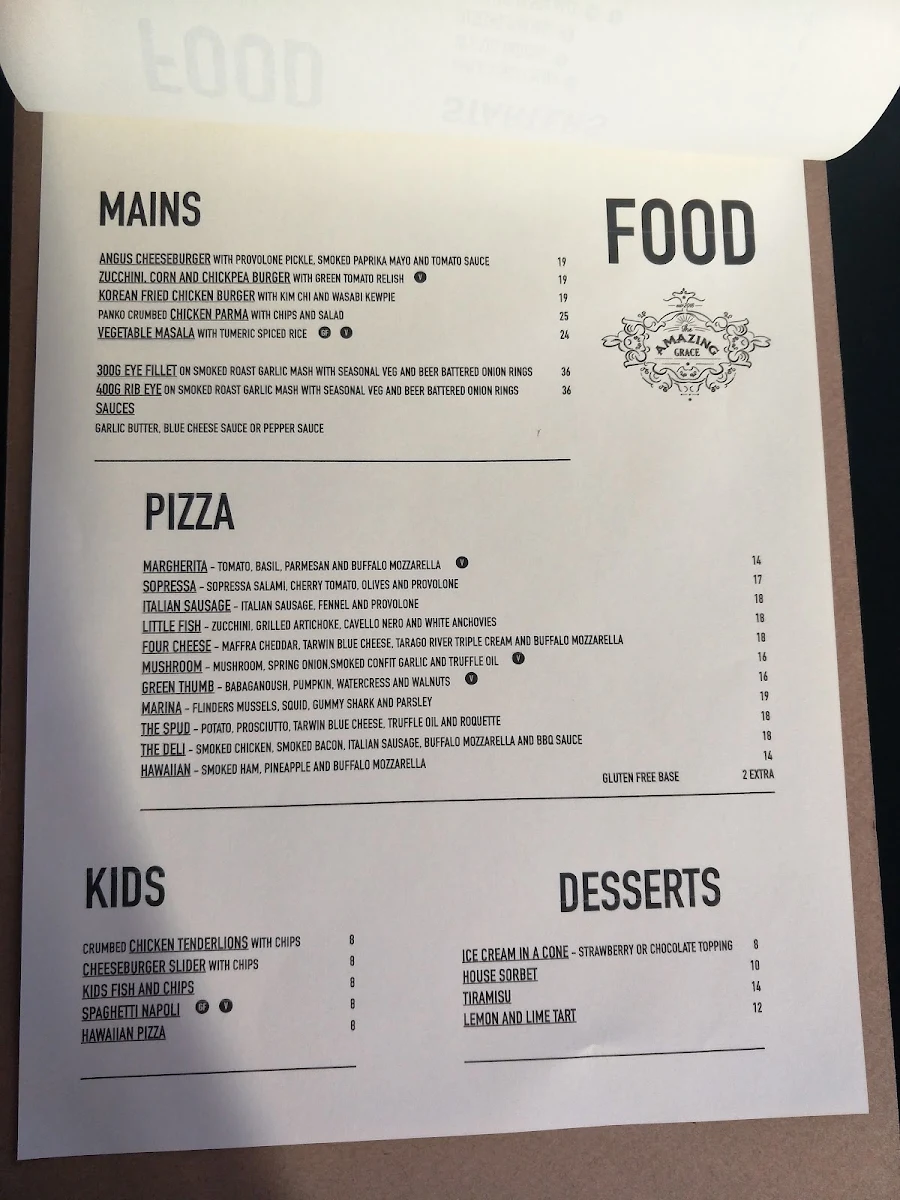 Menu, The Amazing Grace