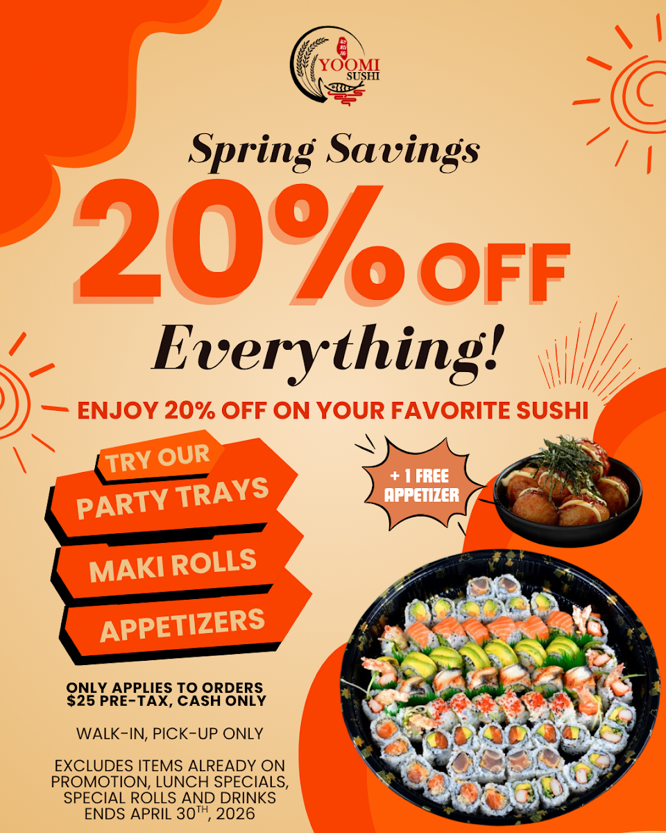 Menu, Yoomi Sushi