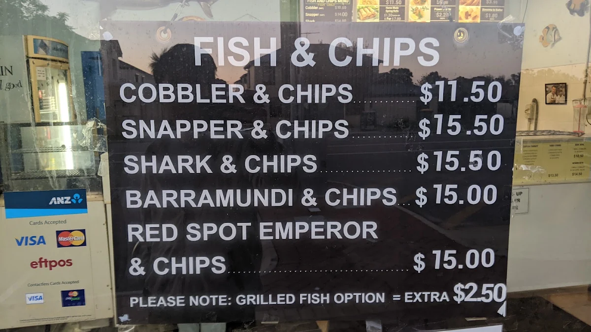 Menu, Jasons Food to Go Fish & chips