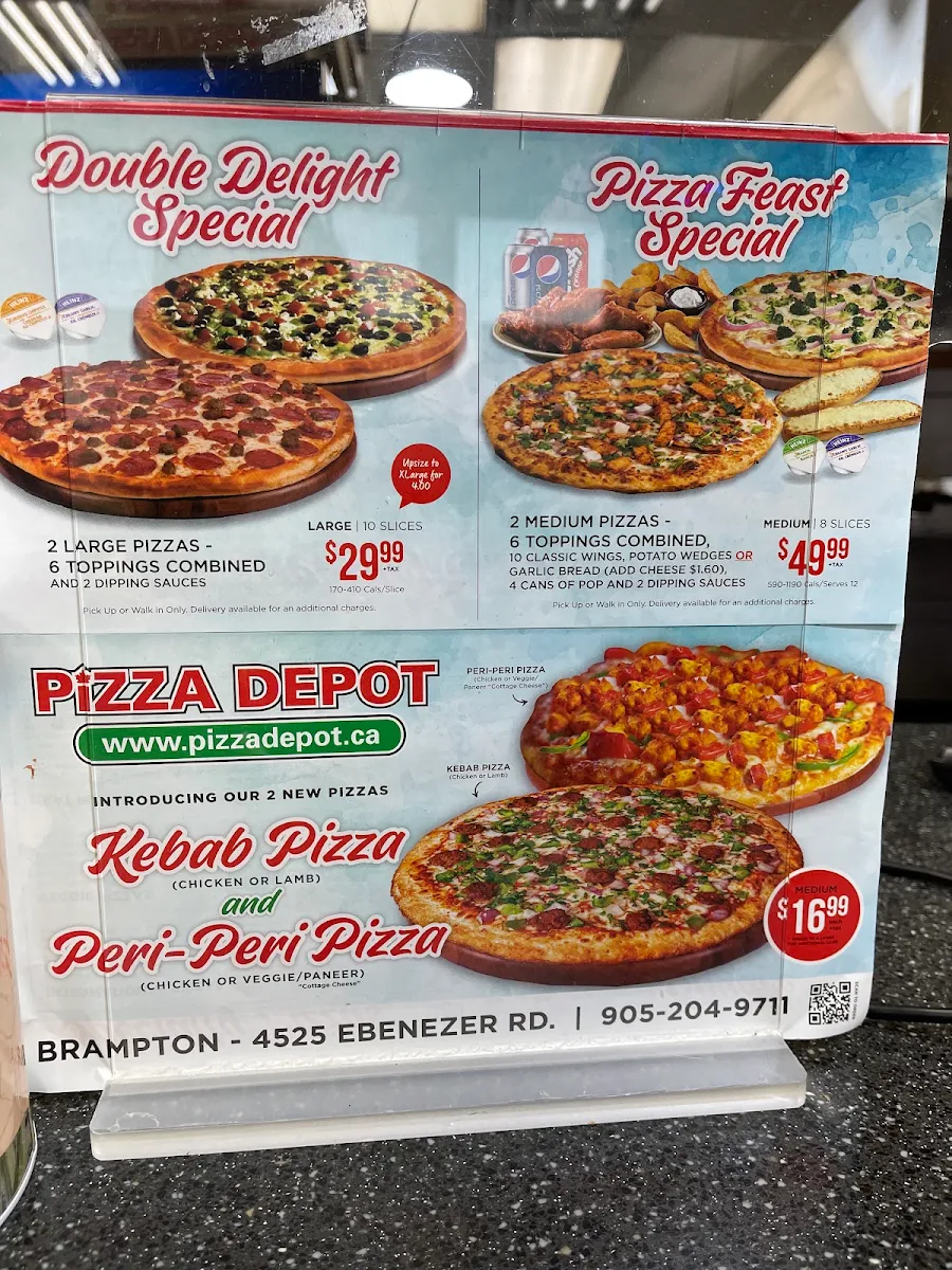 Menu, Pizza Depot