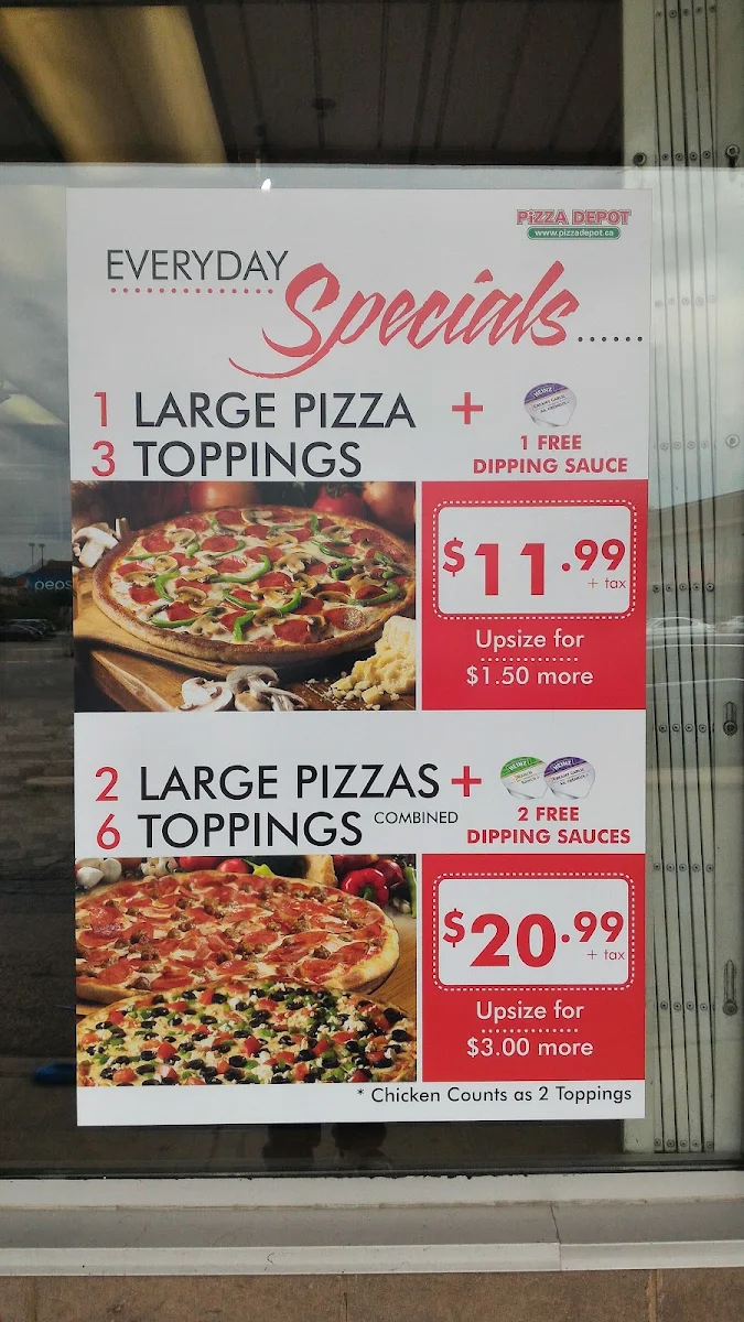 Menu, Pizza Depot