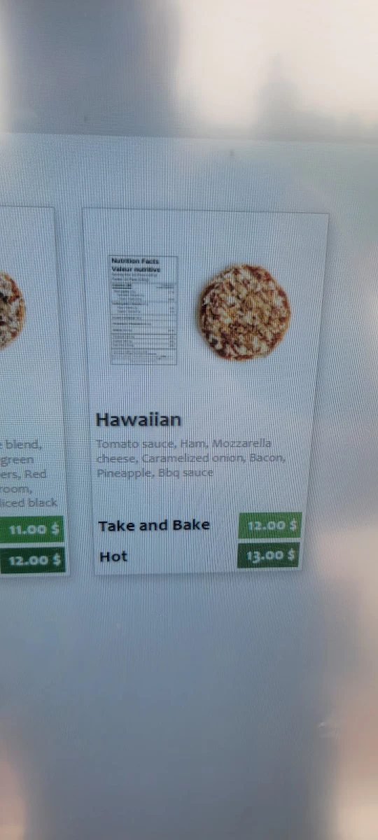 Menu, PizzaForno