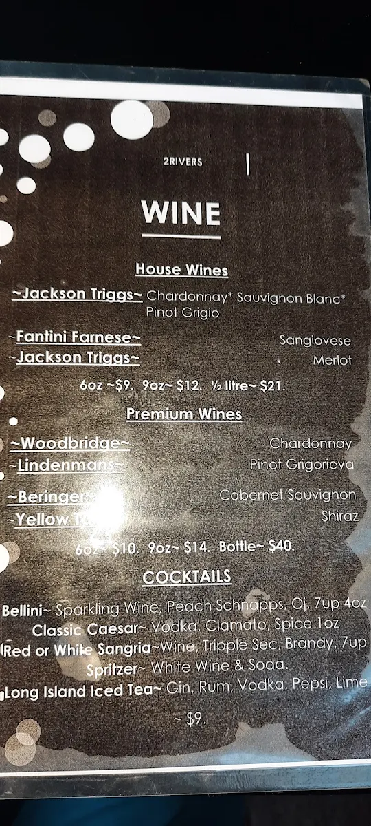 Menu, 2 Rivers Smokehouse