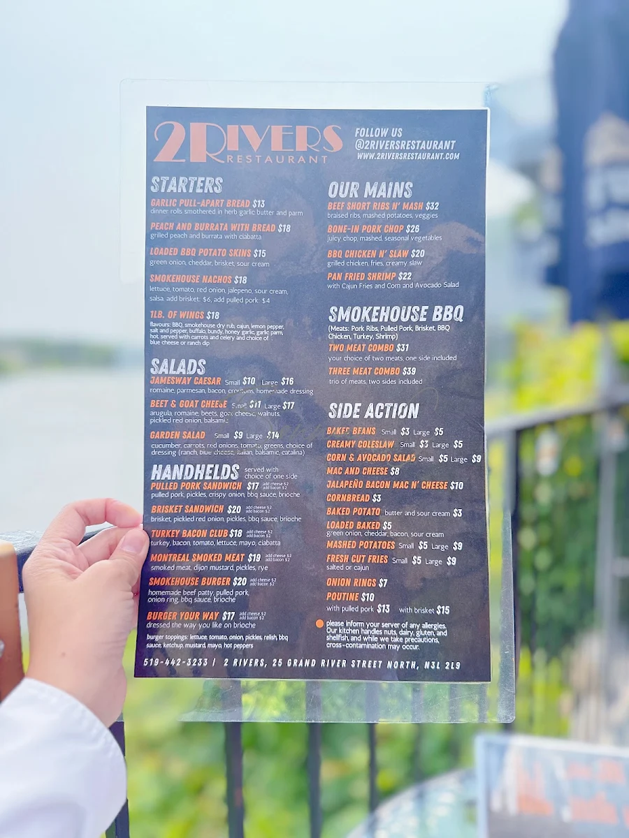 Menu, 2 Rivers Smokehouse