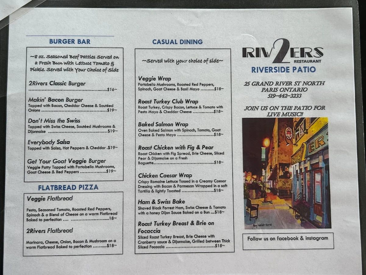 Menu, 2 Rivers Smokehouse