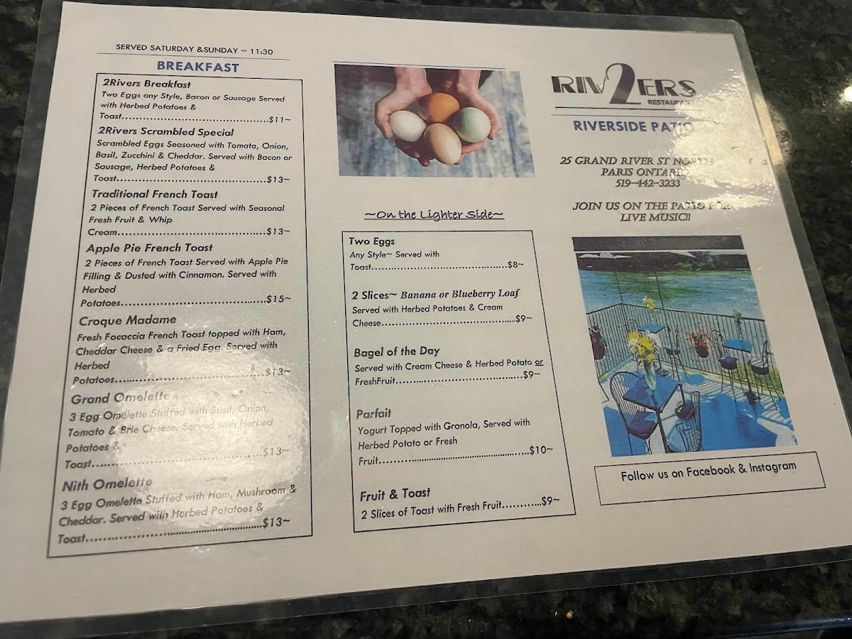 Menu, 2 Rivers Smokehouse