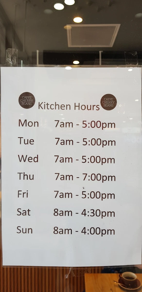 Menu, Caffe Cherry Beans Bonnyrigg