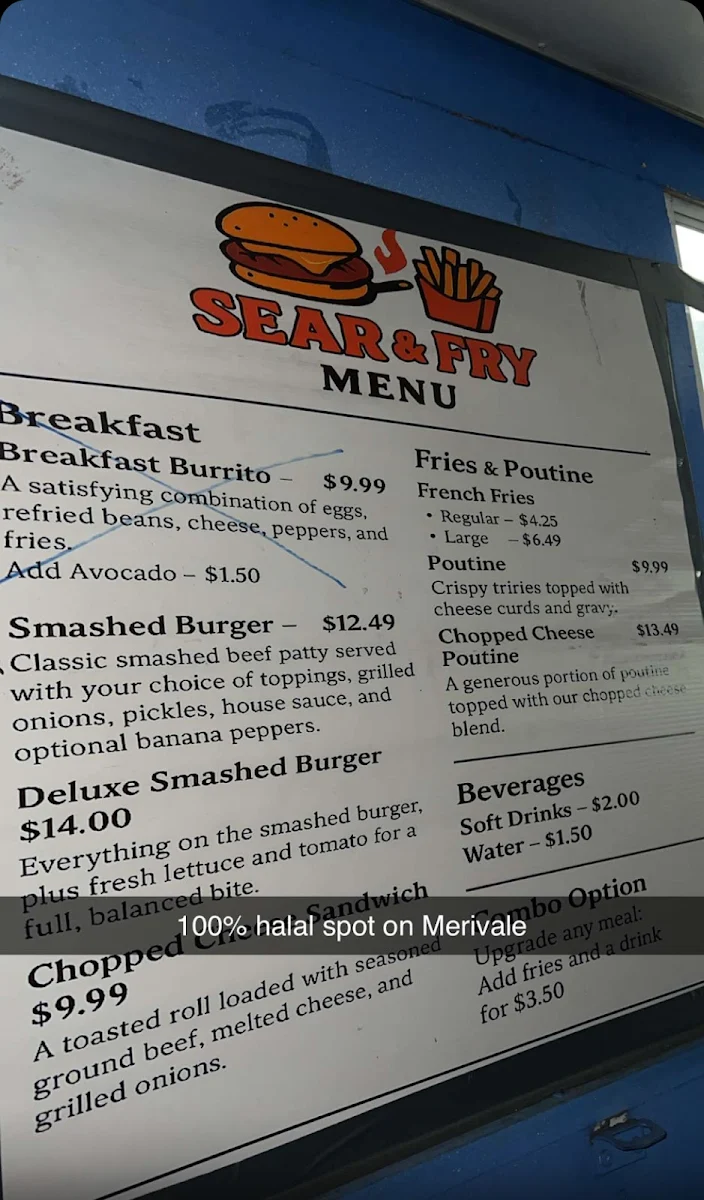 Menu, Sear & Fry