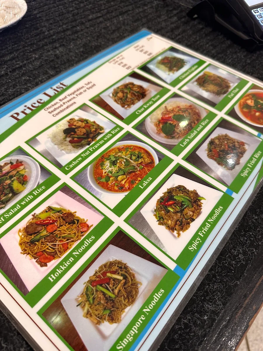 Menu, Baan Thai