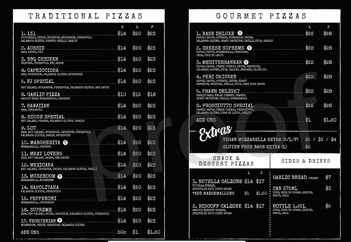 Menu, BASE 131