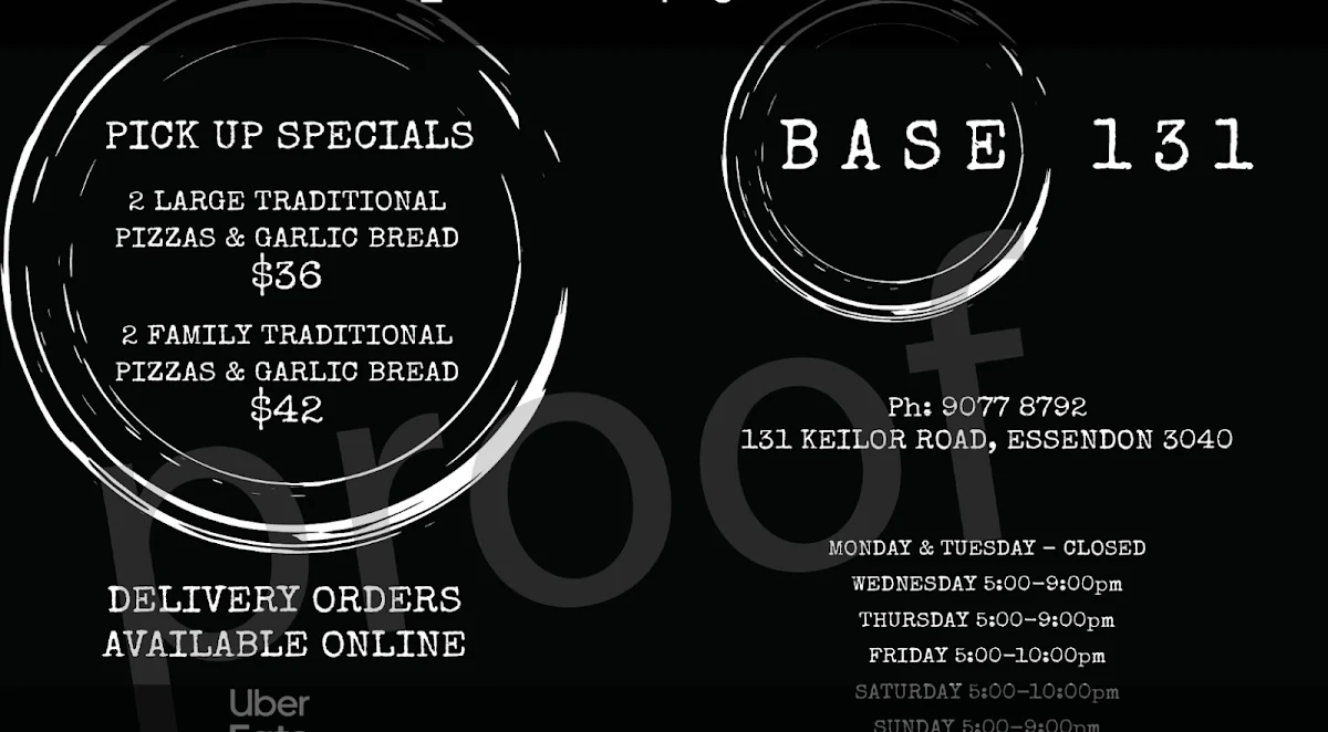 Menu, BASE 131