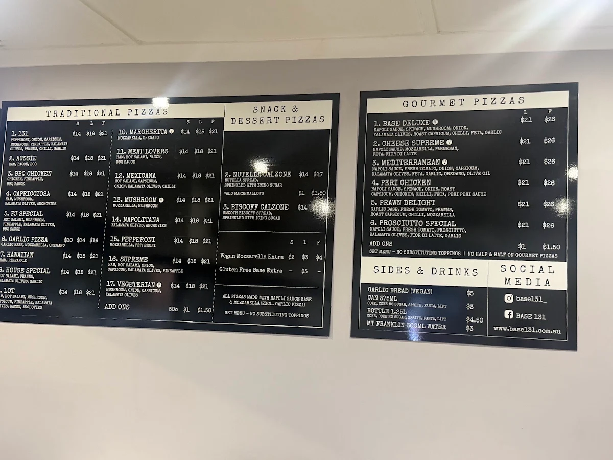 Menu, BASE 131