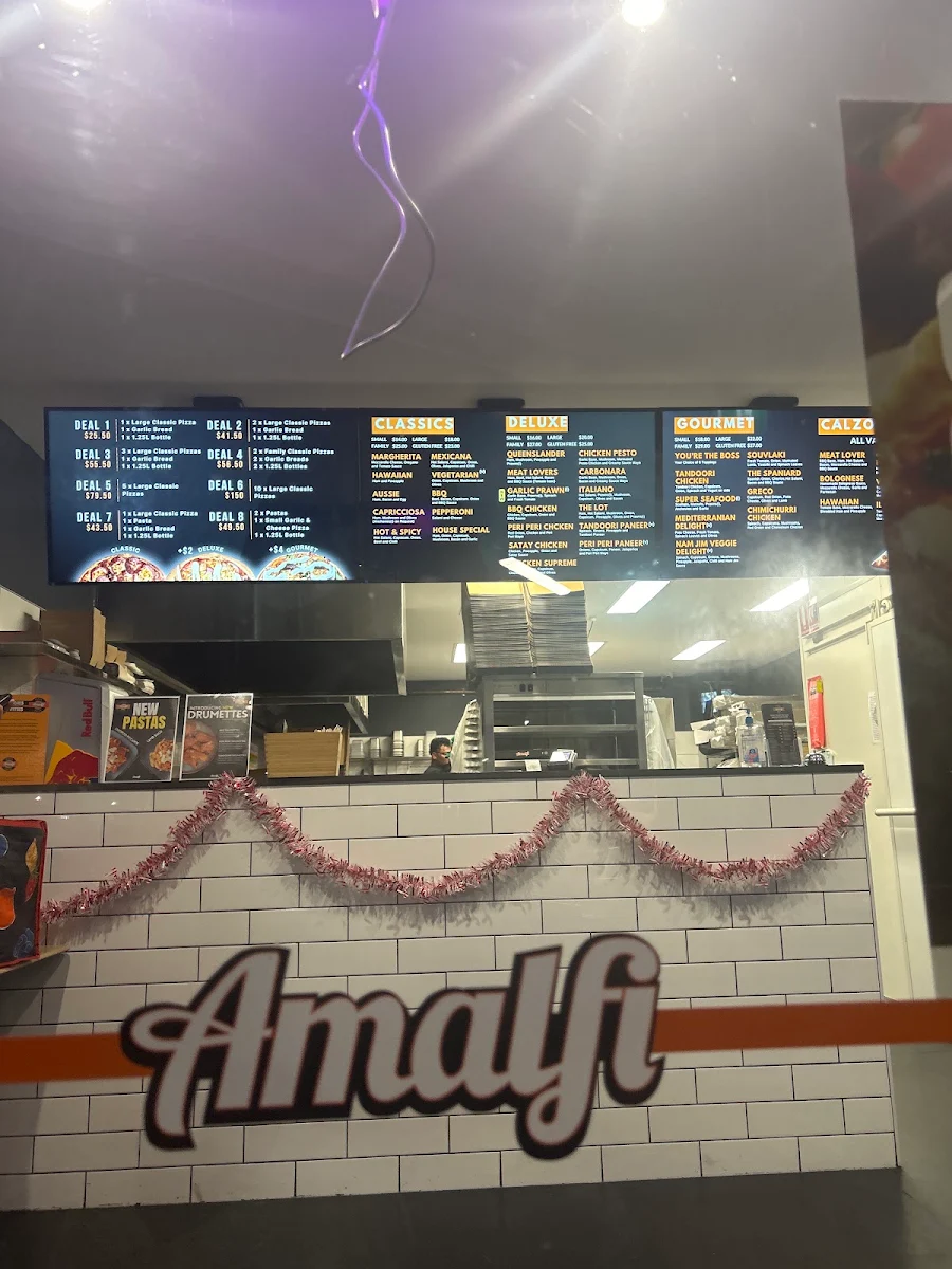 Menu, Amalfi Pizza & Pasta Keperra