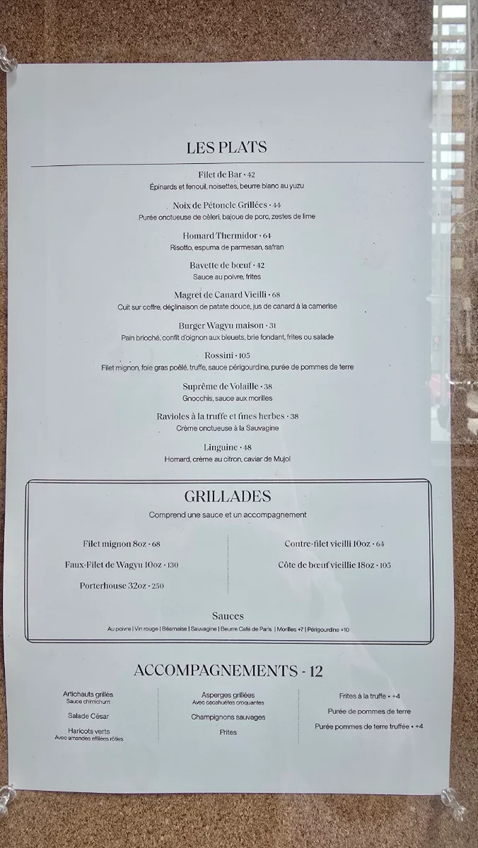 Menu, Restaurant Benjamin