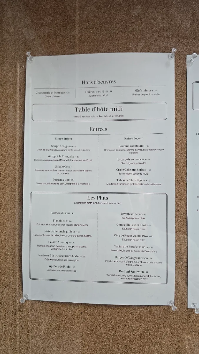 Menu, Restaurant Benjamin