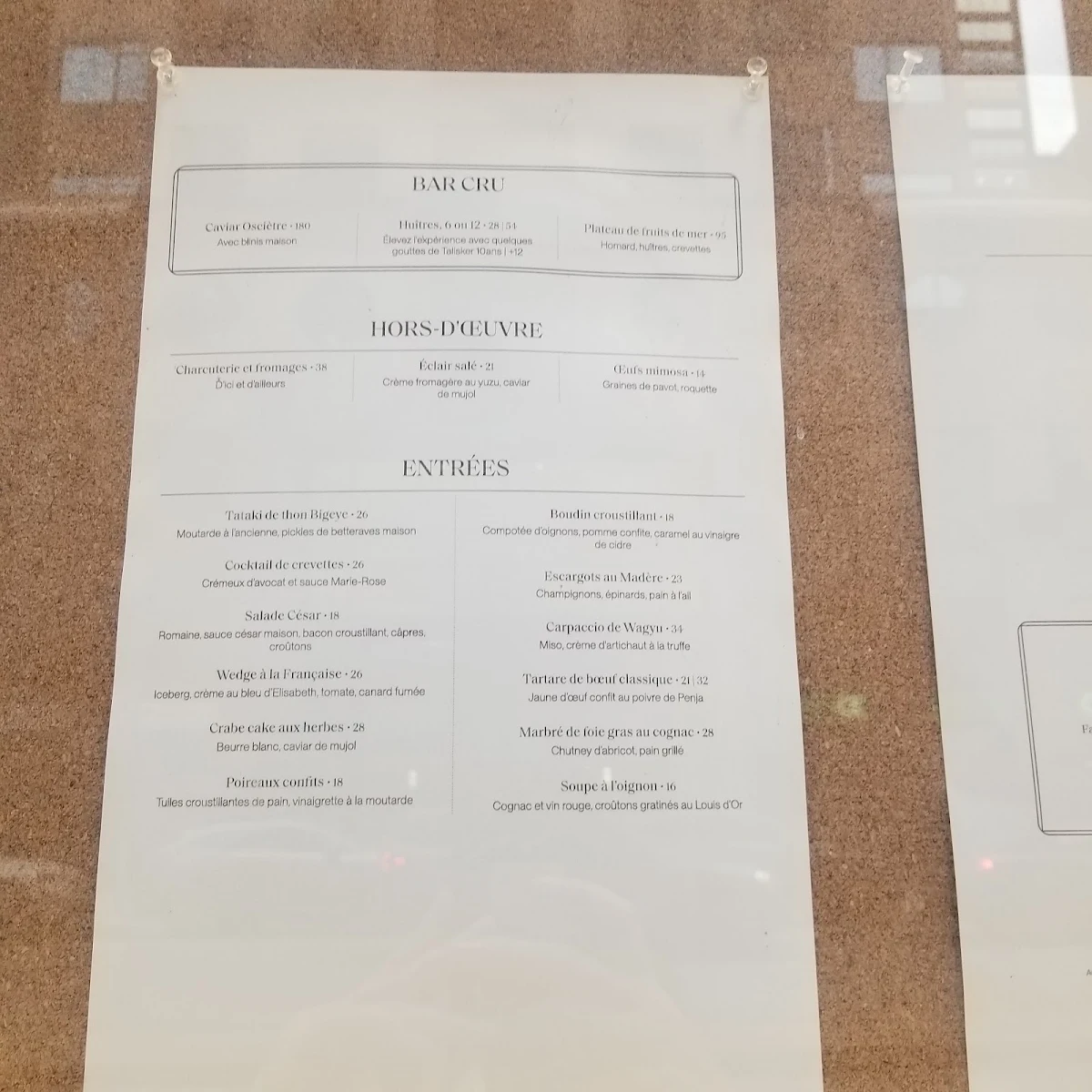 Menu, Restaurant Benjamin