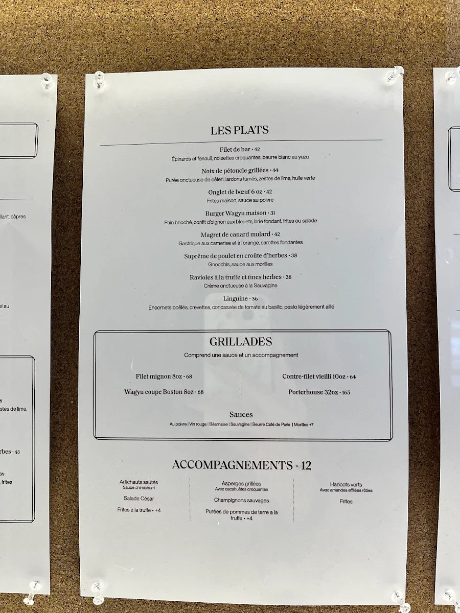 Menu, Restaurant Benjamin