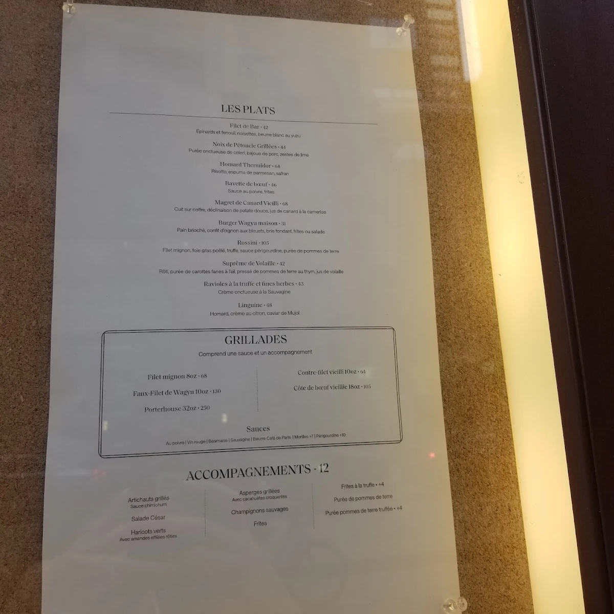 Menu, Restaurant Benjamin
