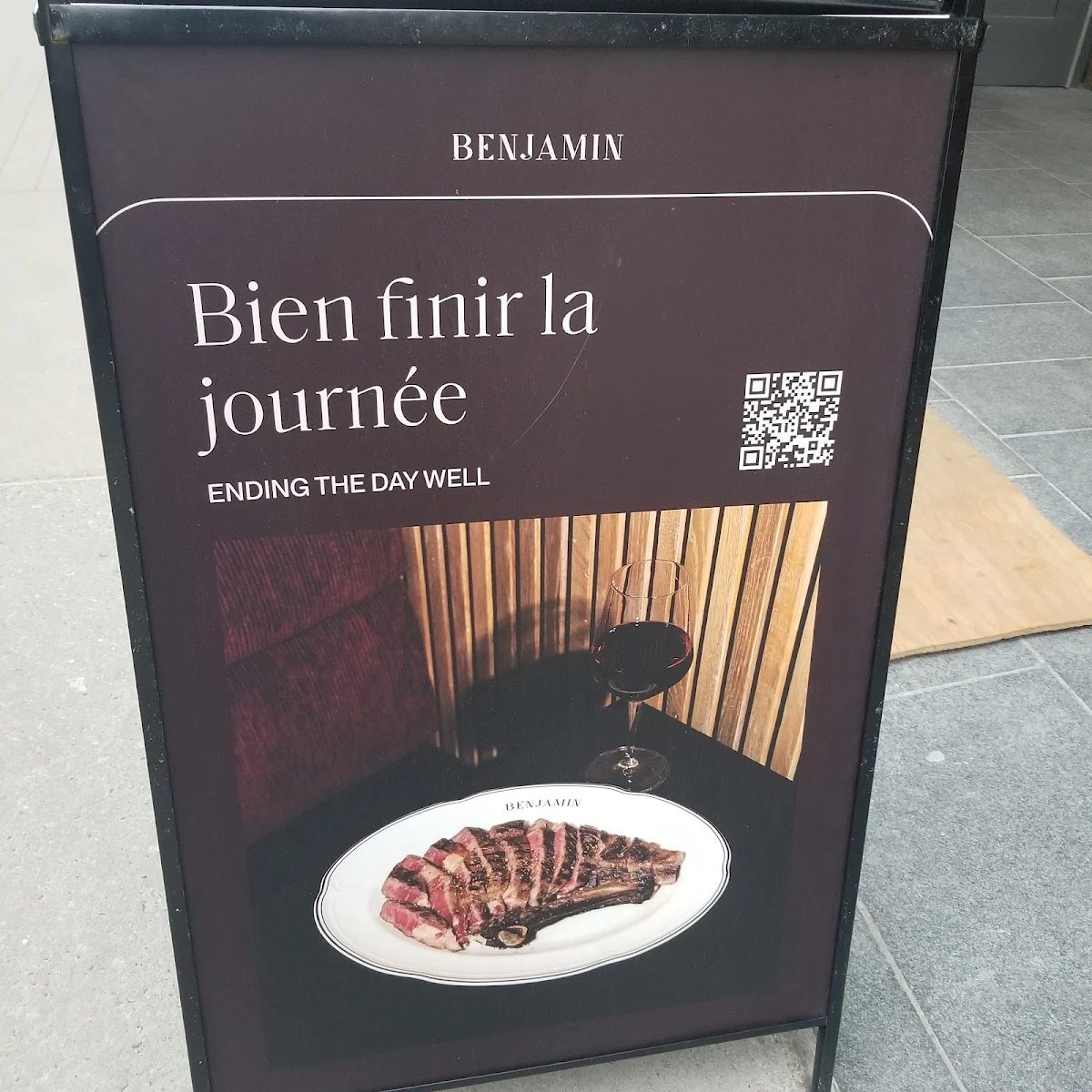 Menu, Restaurant Benjamin