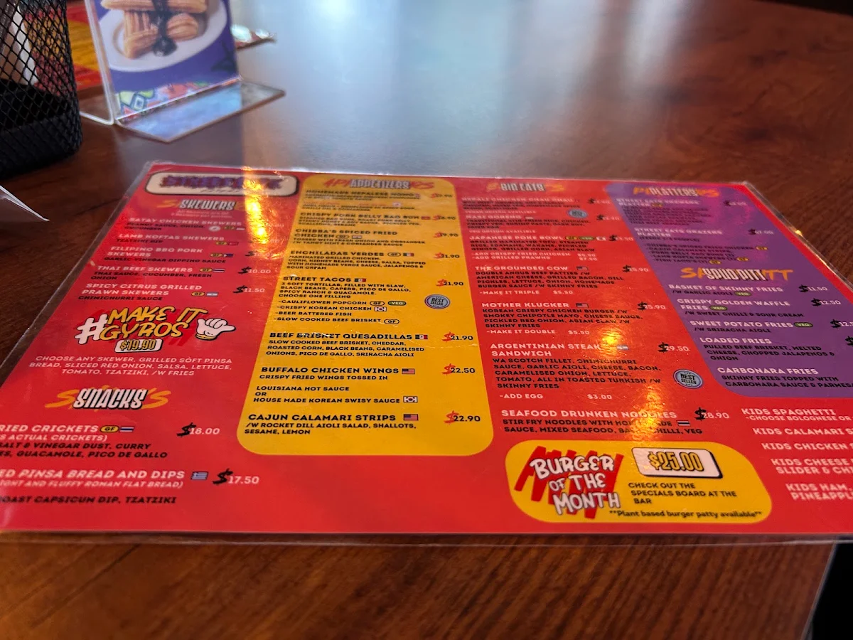 Menu, Street Eats Eatery