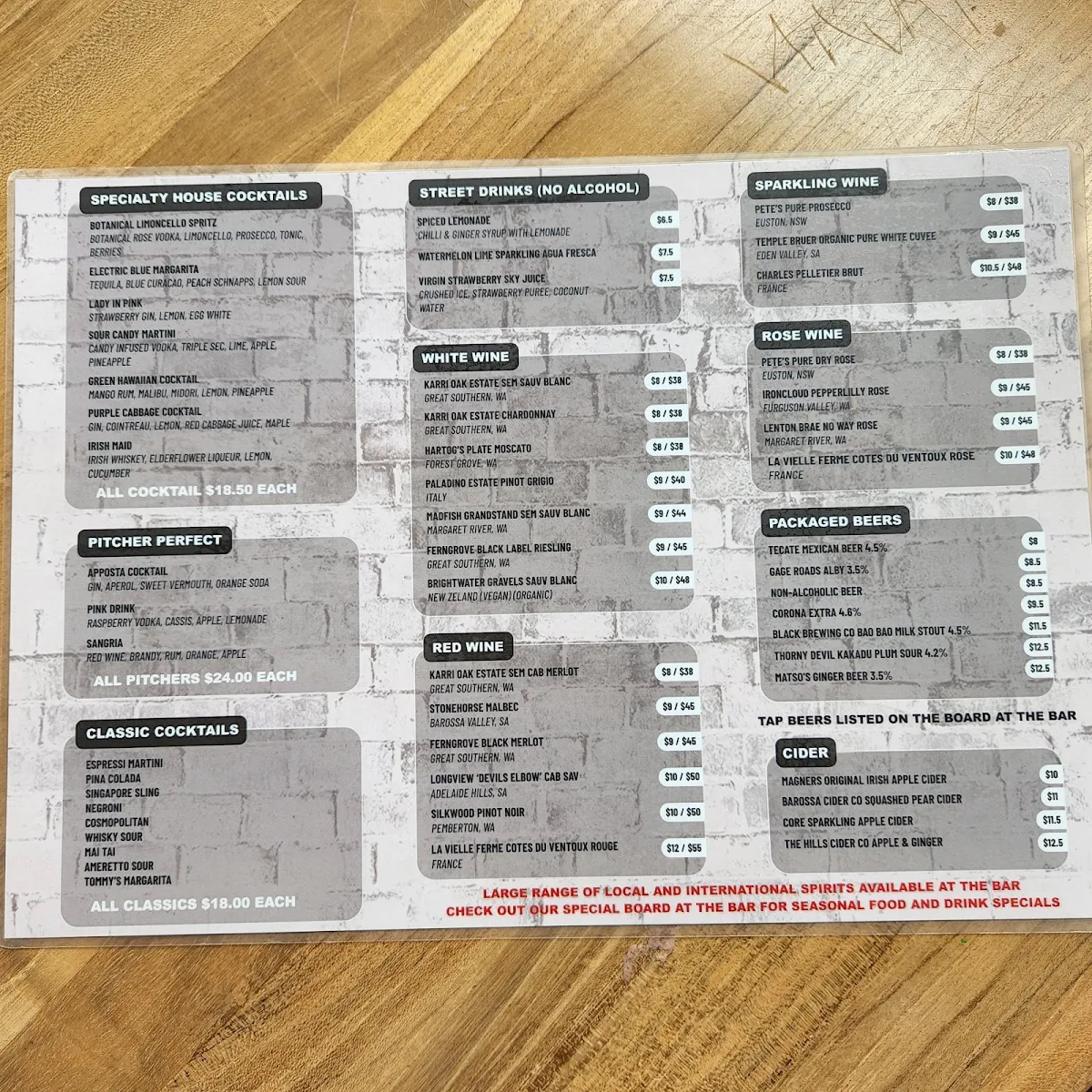Menu, Street Eats Eatery