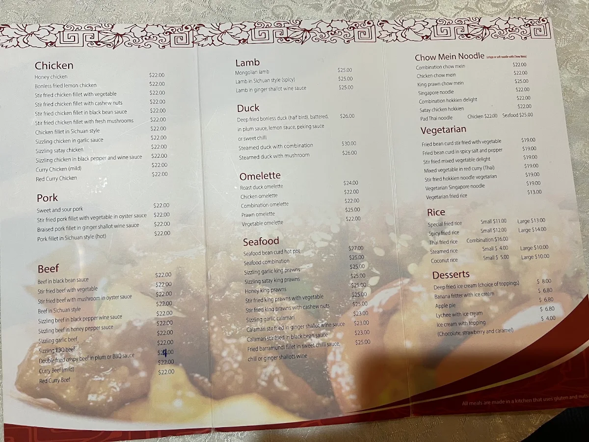 Menu, The Garden Restaurant