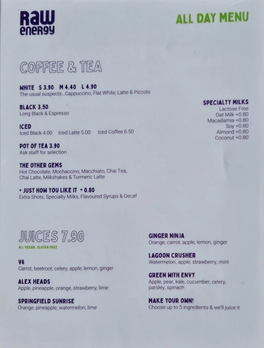 Menu, Claire's Wholesome Kitchen