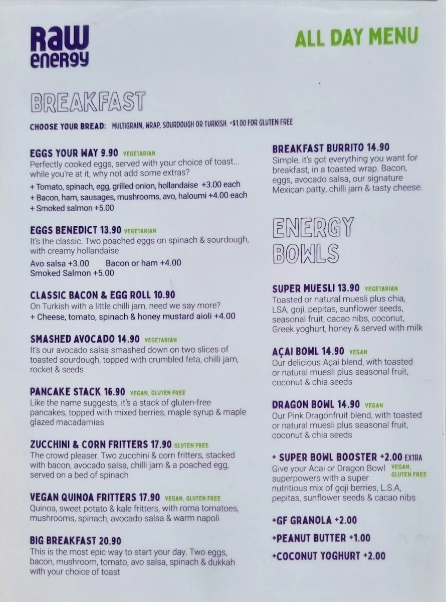 Menu, Claire's Wholesome Kitchen