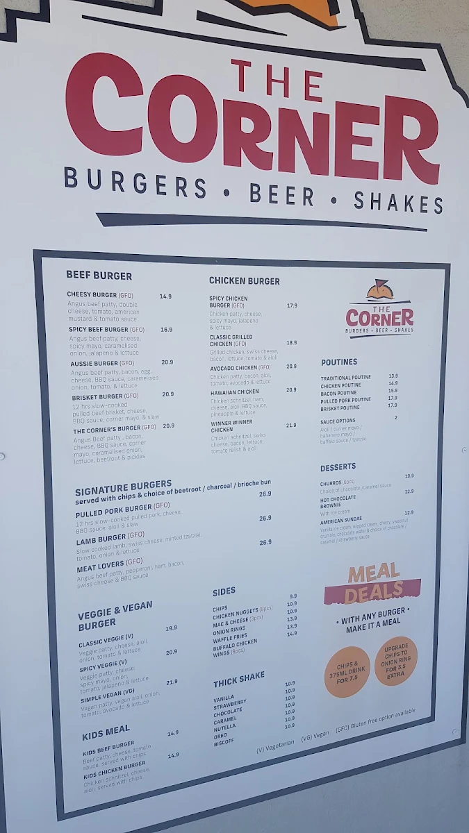 Menu, Corner Store Cafe