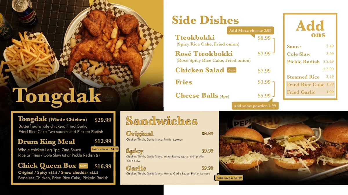 Menu, Tongdak