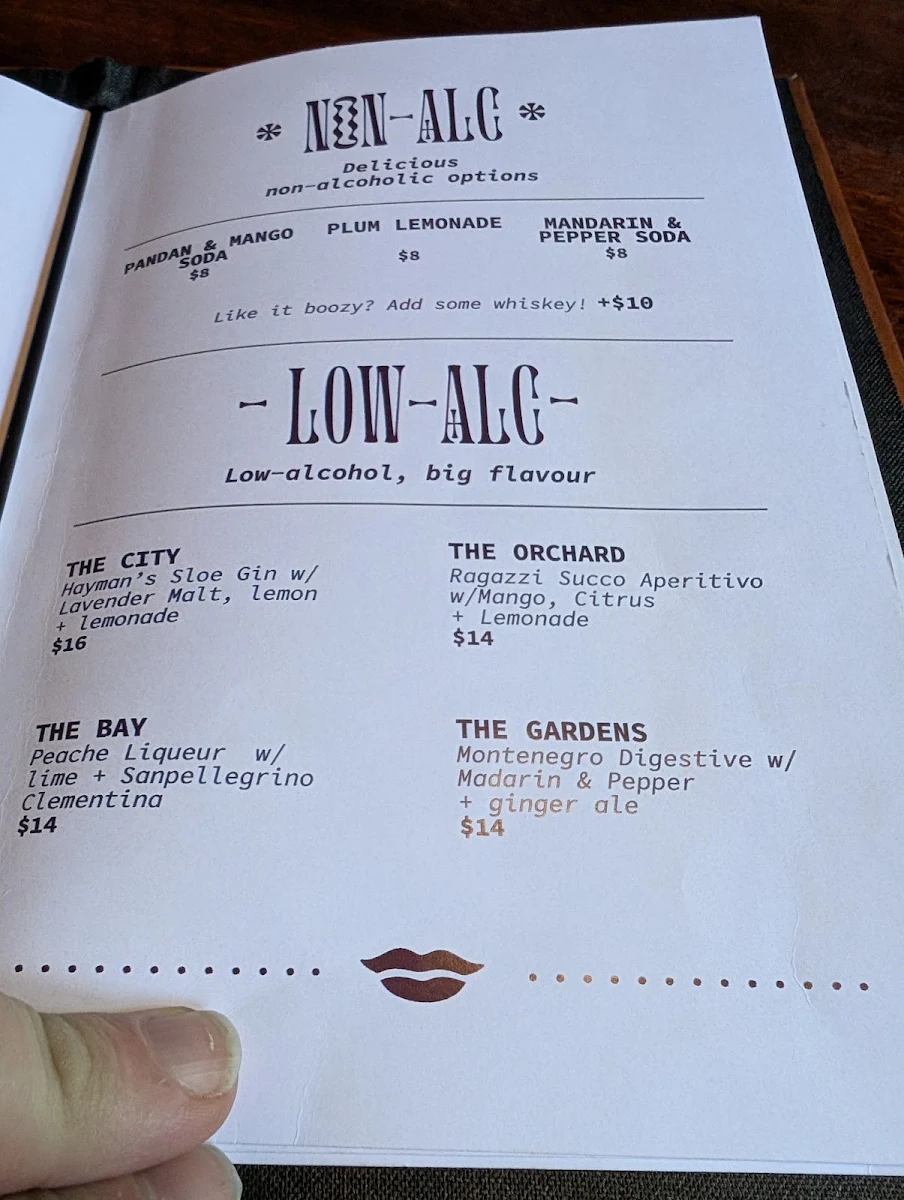 Menu, NOLA Adelaide